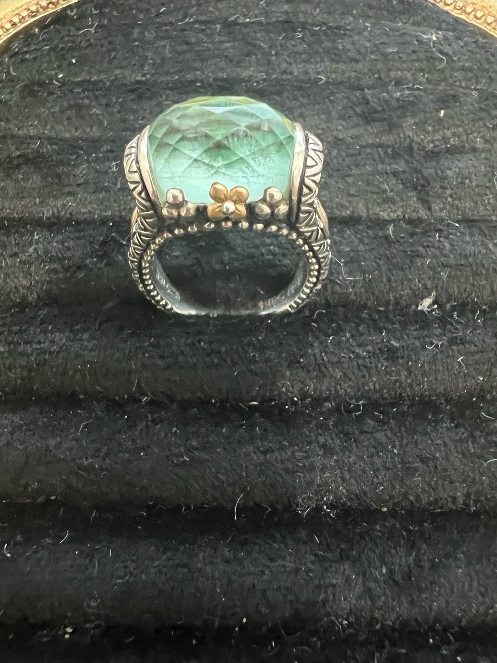 Barbara Bixby Chrysoprase diamond carved 925 18k